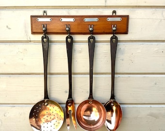 French Copper Iron Utensils, Villedieu Heavyweight Copperware, Farmhouse Kitchen Style