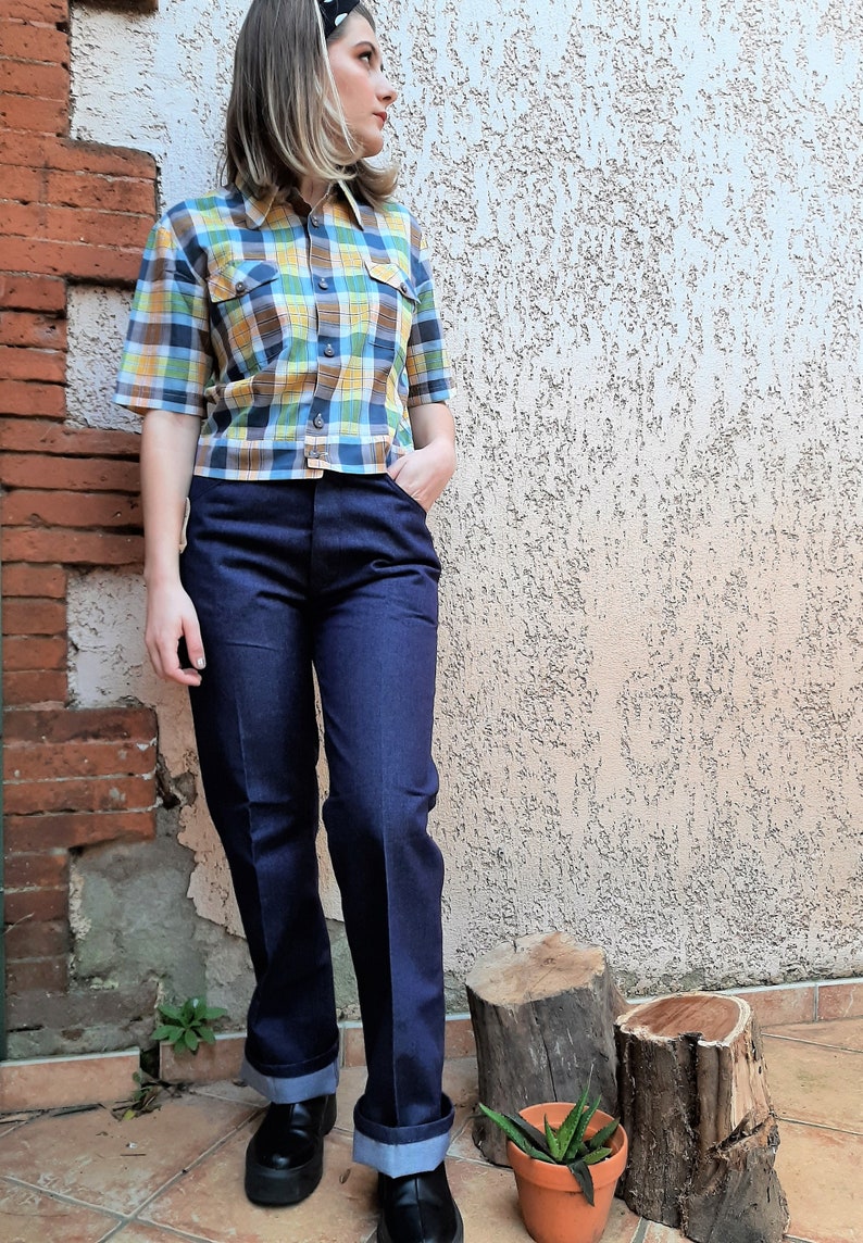 Vintage French New Old Stock Chore pants, jeans, painters pants, size XS, made in France, deadstock workwear afbeelding 3