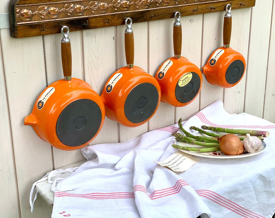 LE CREUSET New Old Stock 4 French Vintage Enamelled Cast Iron Saucepans