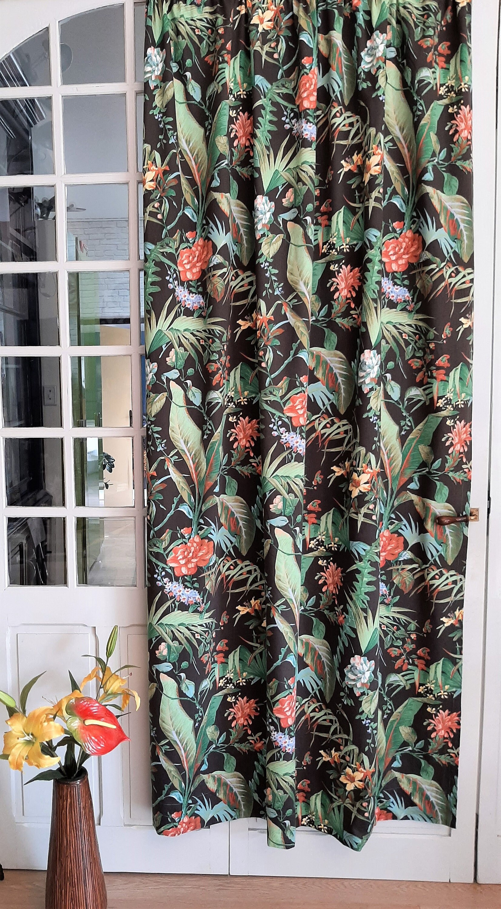 Panneau Rideau d'impression Palme Tropical, Savana By Urgé Paris, 232cm de Long X 140cm Large, 100% 