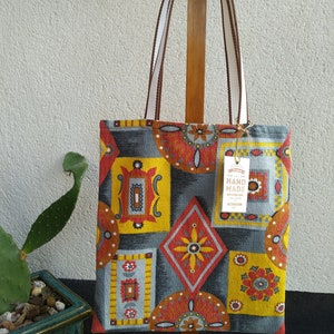 Tote bag / Shopper / Market bag handcrafted with French vintage fabrics