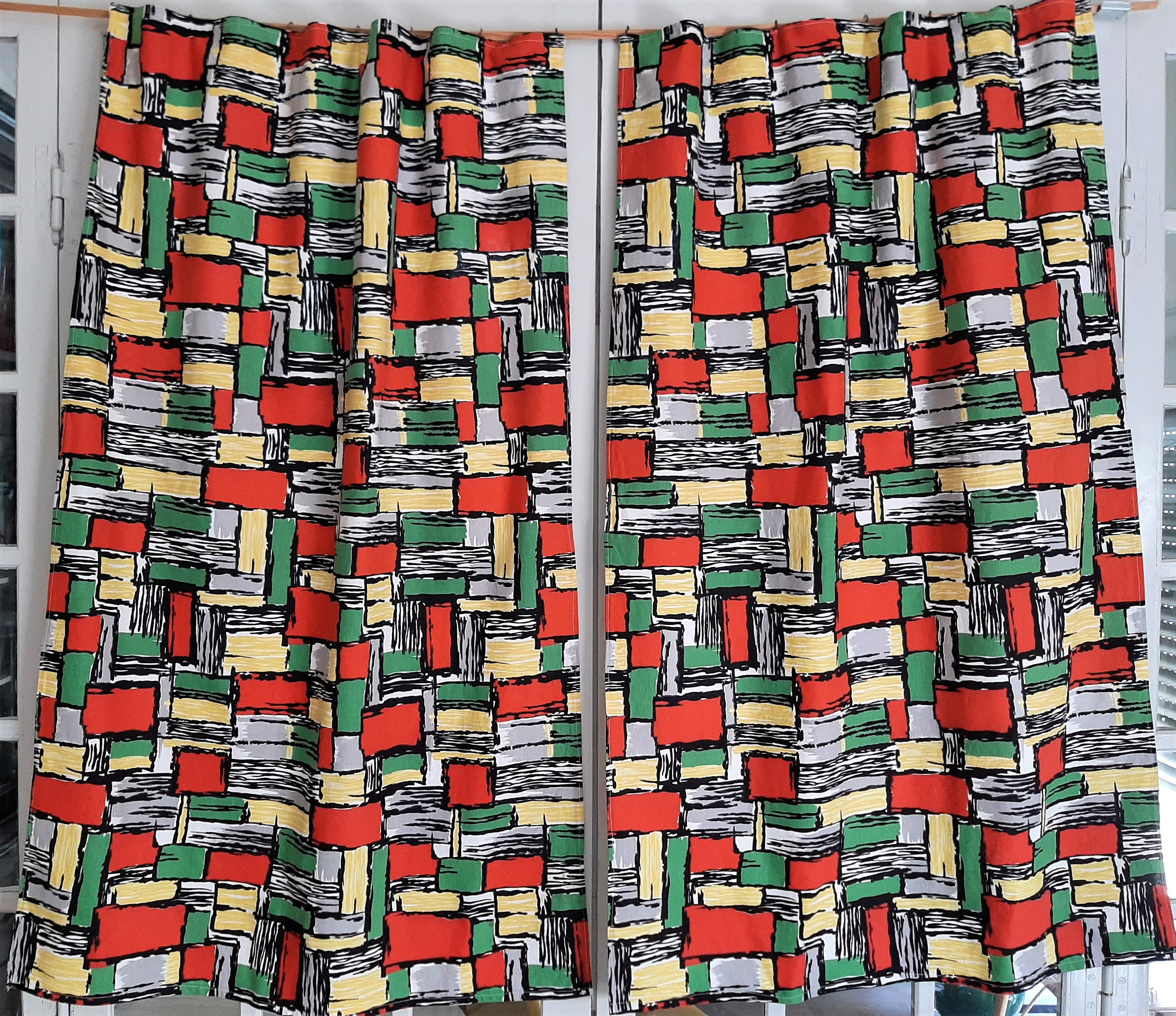Rideaux Français Du Milieu Siècle, Design Abstrait Des Années 1950, Horizons de Paris Grand Teint Me