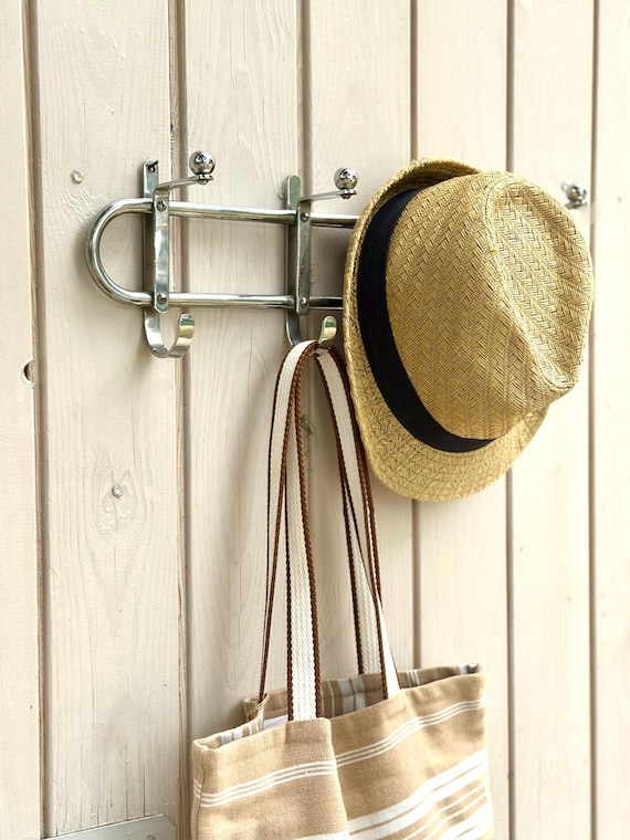 Chrome coat and hat rack, 1980s wall rack