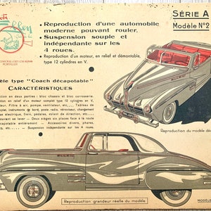 RAR 1956 Pappausschnitt Modell französisches Auto, Série A Auto Modell No2, Craft Project Pappauto, Sammler Retro-Grafik, guter Zustand