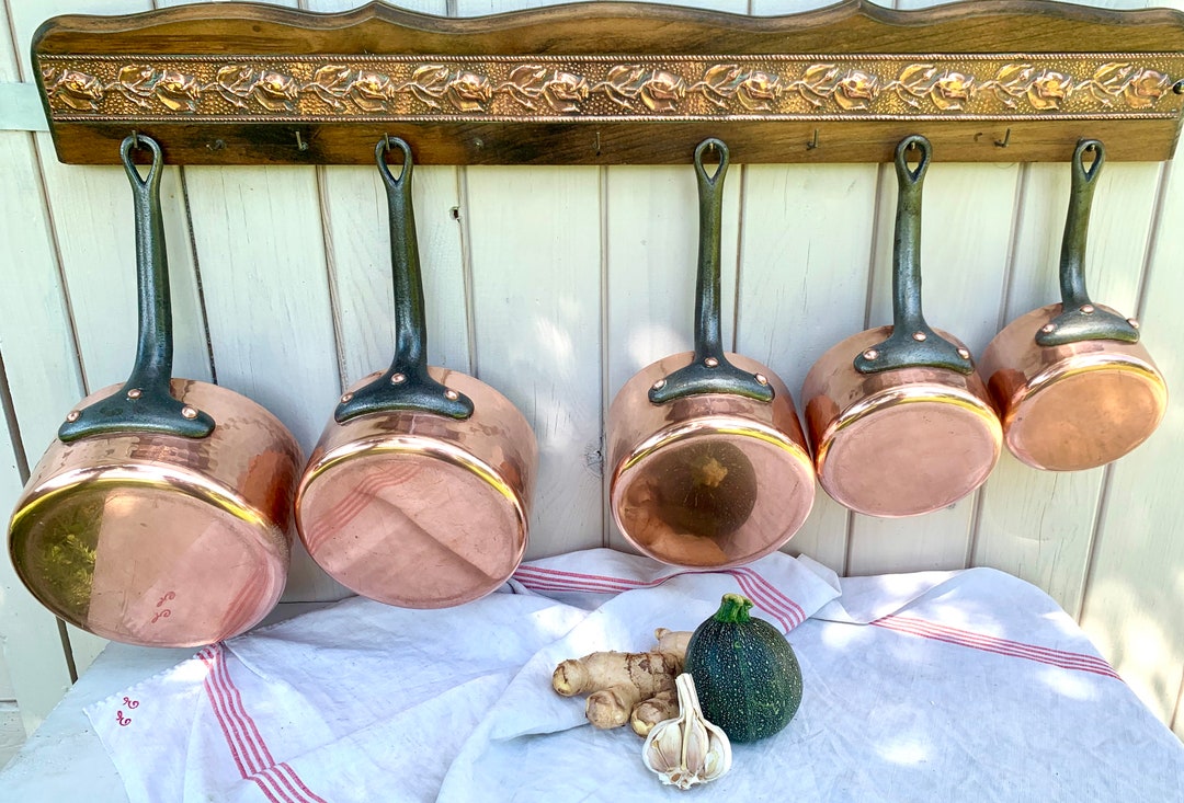 5 French 3mm Hammered Copper Pots Made in France Heavy Etsy