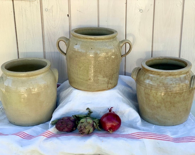 French Glazed Stoneware Confit Pot Crockpot With Handles Etsy