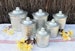 Set of 6 French aluminium kitchen nesting canisters 1950s/1960s, embossed names, housewarming, wedding gift, farmhouse country kitchen 