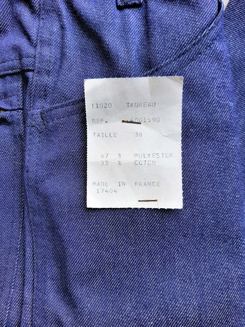 Vintage French New Old Stock Chore pants, jeans, painters pants, size XS, made in France, deadstock workwear afbeelding 7