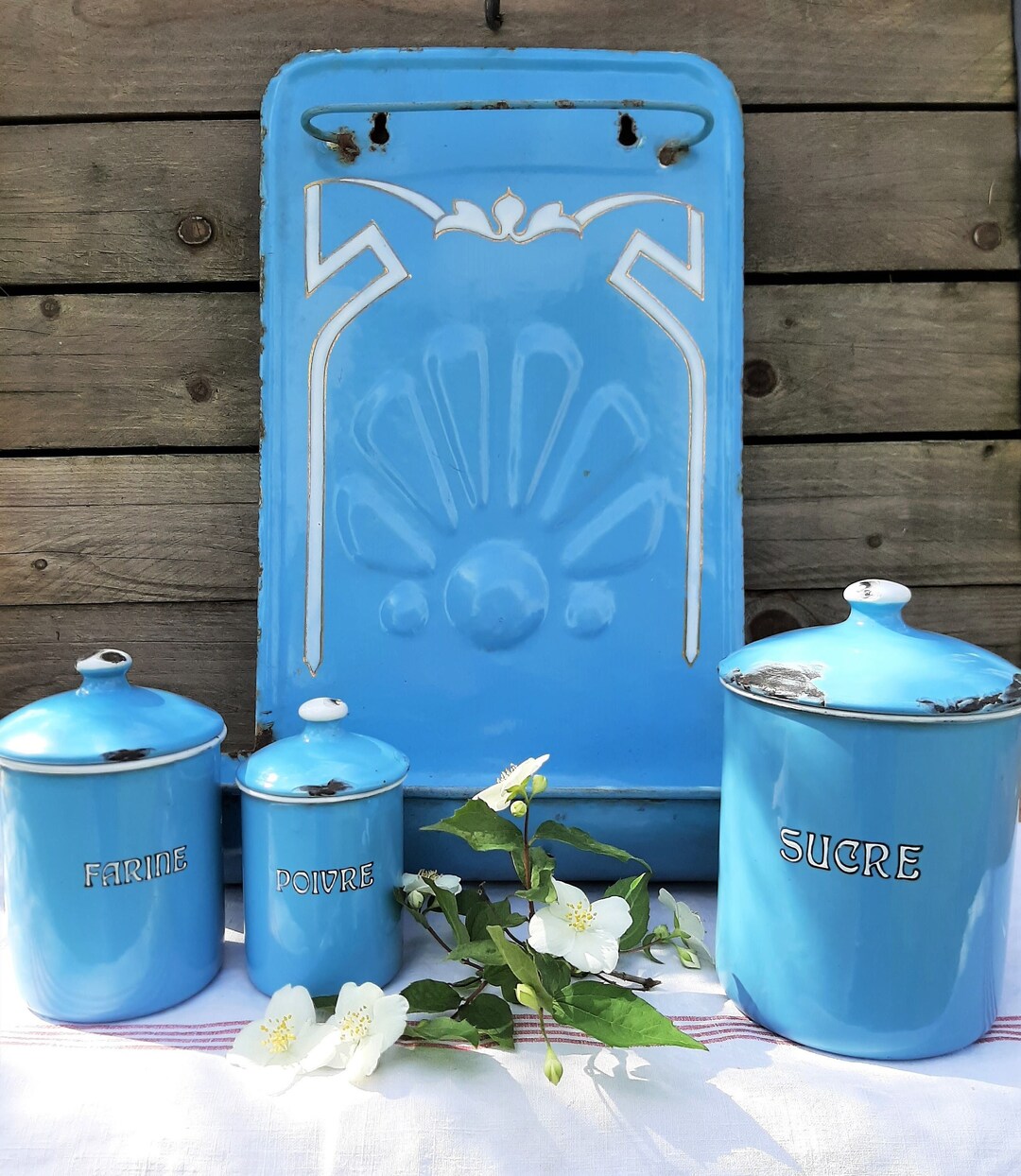 French Enamel Utensil Rack & Drip Tray French Ladle Rack Etsy