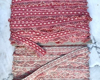 Pasamanería vintage rosa: trenza francesa para tapicería (3,28 yardas)