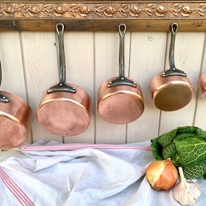French Copper Pots: Vintage Copperware Set with Iron Handles