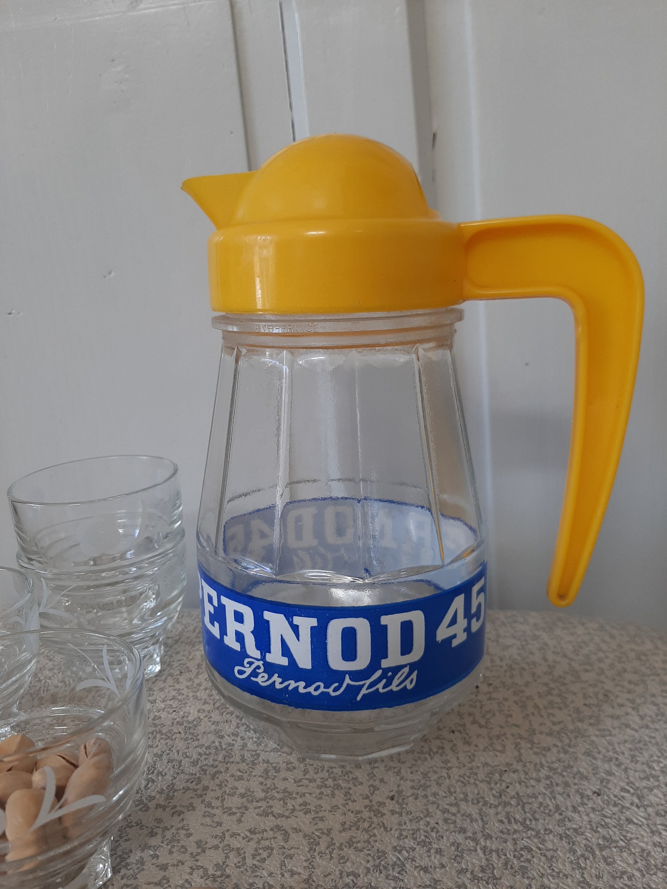Vintage Français Pernod Carafe d'eau/Pichet, Barware Des Années 1970, La Publicité Bar