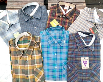 Vintage French Check Shirt: 1960s/70s Deadstock Cotton Workwear