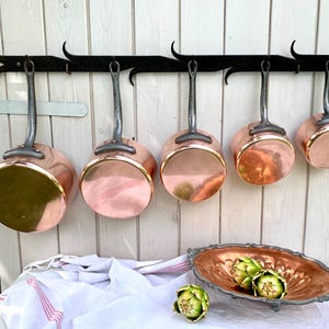 5 Vintage French Copper Pots: Restaurant Quality Kitchenware