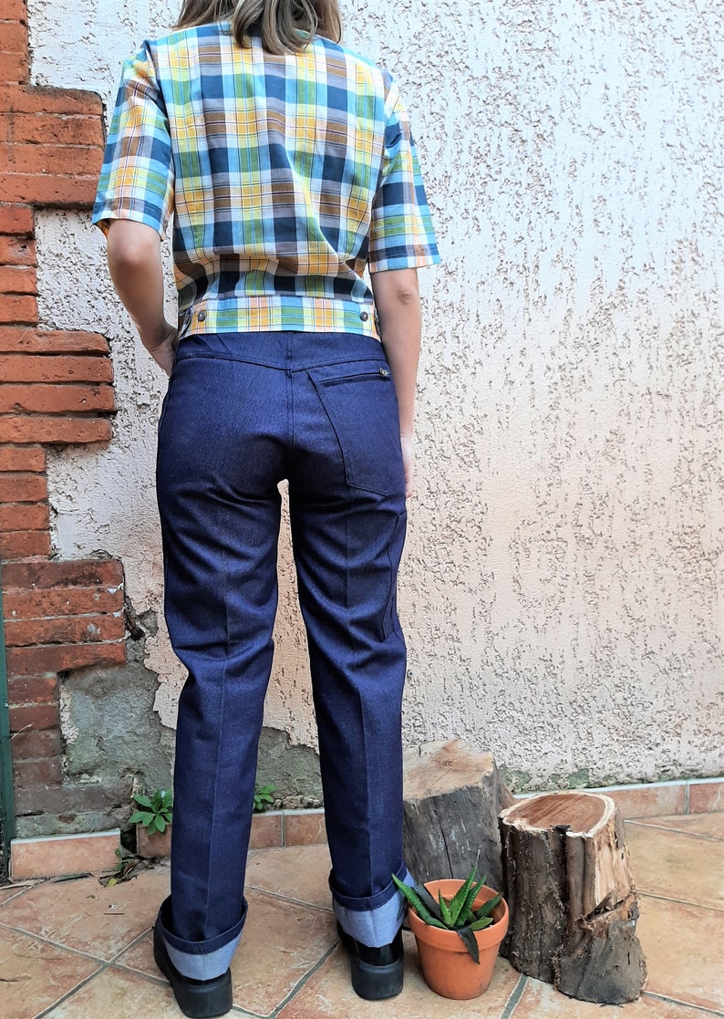 Vintage French New Old Stock Chore pants, jeans, painters pants, size XS, made in France, deadstock workwear afbeelding 5