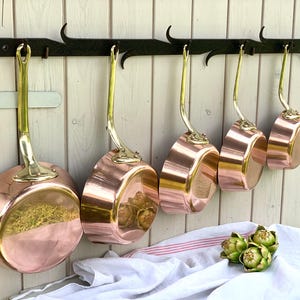 French Vintage Copper Cookware: Windsor Saucepan Pots with Bronze Handles