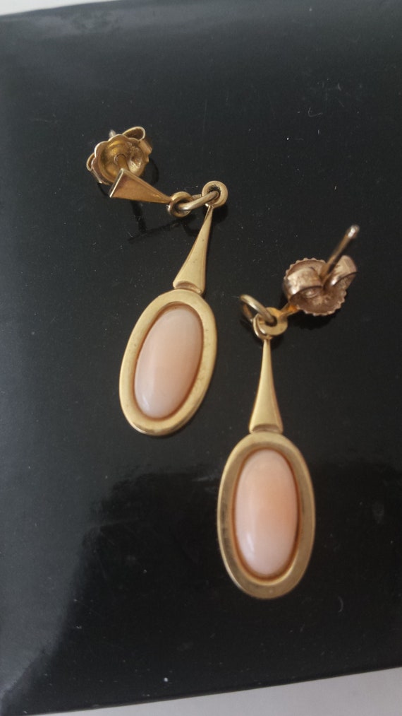 14K angel skin coral pierced earrings