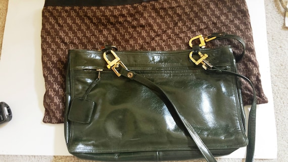 bottega veneta hunter green glazed leather handbag