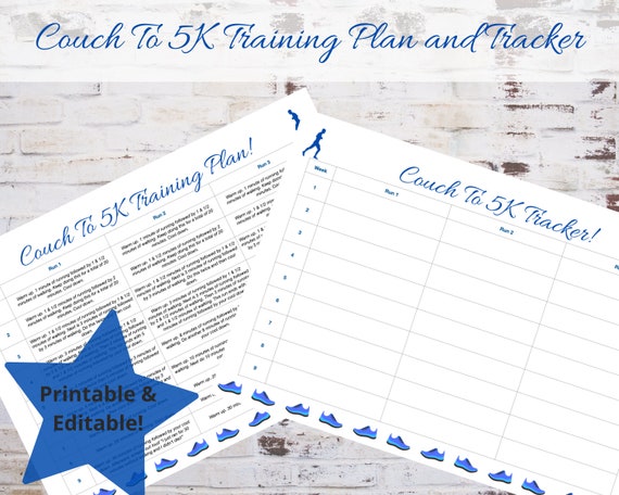 Printable Couch to 5K Training Plan and Printable/Editable | Etsy
