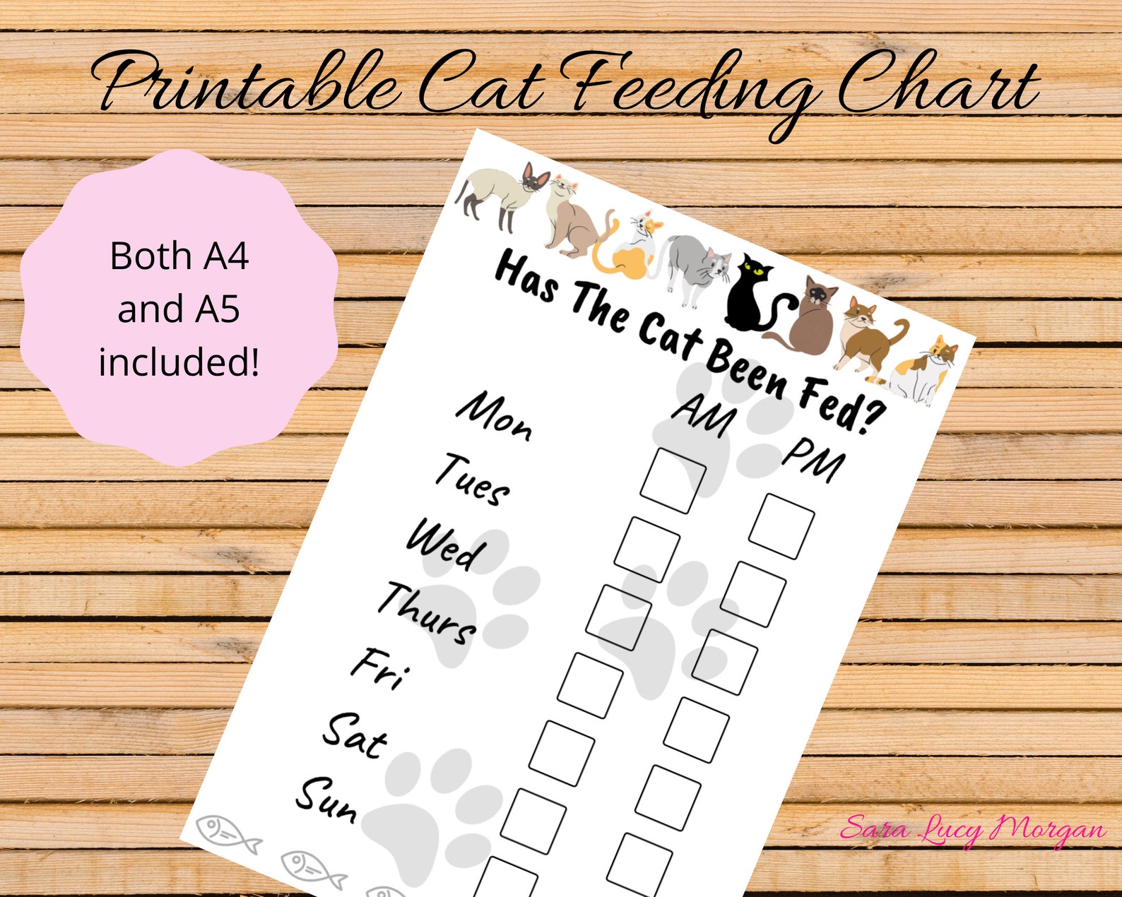 Printable Cat Feeding Chart. Cat Food Schedule. Pet Food Schedule. Cat