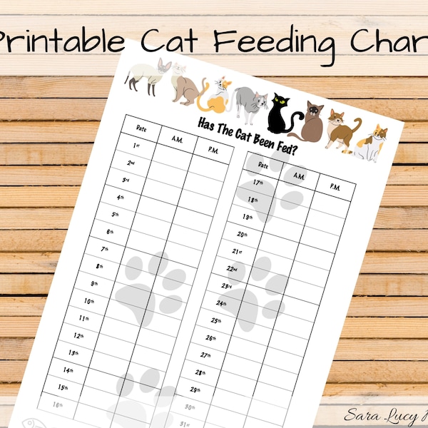 Pet Feeding Chart Printable - Etsy
