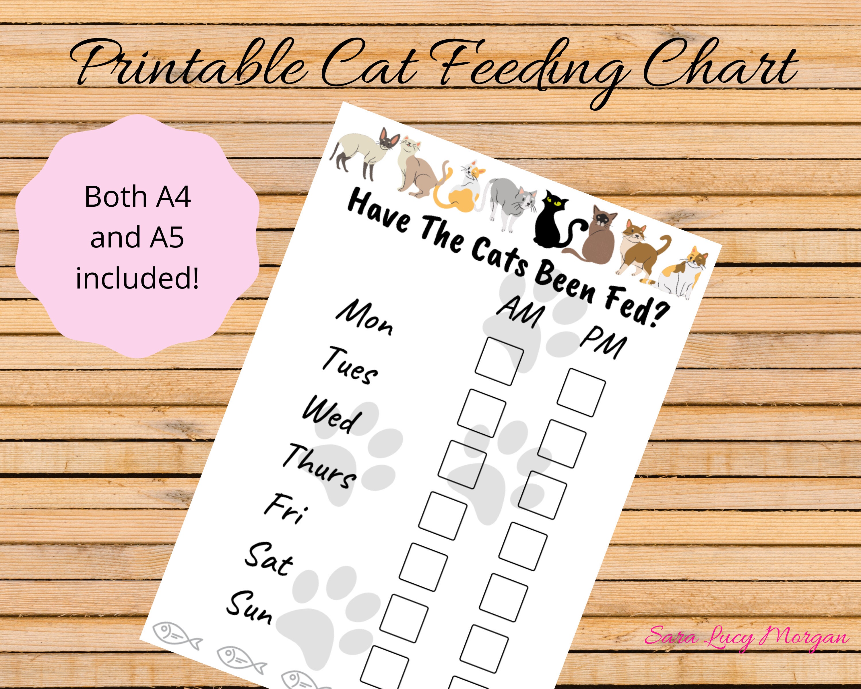 Printable Cat Feeding Chart. Cat Food Schedule. Pet Food Schedule