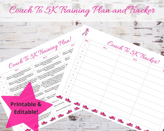 Printable Couch to 5K Training Plan and Printable/editable | Etsy UK