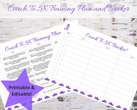 Printable Couch to 5K Training Plan and Printable/editable - Etsy