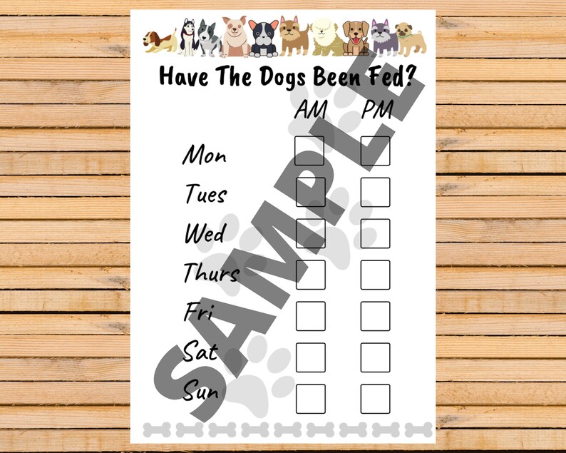Printable Dog Feeding Chart. Dog Food Schedule. Pet Food Schedule. Dog