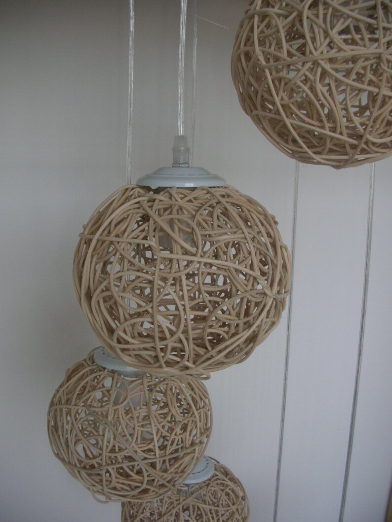 Handmade Natural Rattan Woven six Balls Pendant Lights Living Etsy