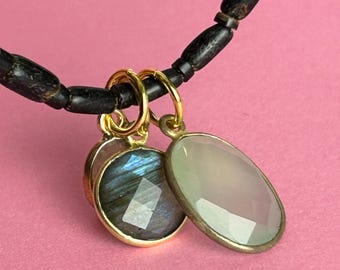 Halskette Koralle preto, natural Koralle, Kokosnuss, facettierte Edelstein Anhänger, Sterlingsilber