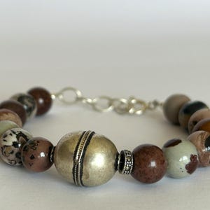 Armband  Jaspisperlen    polierte Jaspisperlen rouge     afghanische Silberperle    Markasit  facettiert  Rondell