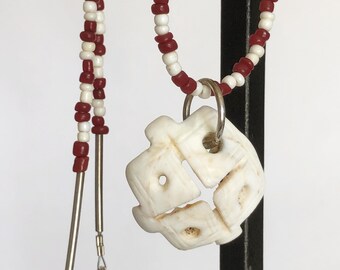 Kette antike Muschelperle, Mauretanien, Glasperlen Nagaland - Indien, handgefertigt, ethnische Perlen, vintage Perlen, Sammlerstück