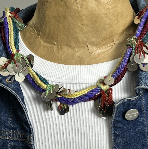 Halskette Gürtel Original Berbervolk Seidenschnüre mit Pailetten, Ethnoschmuck