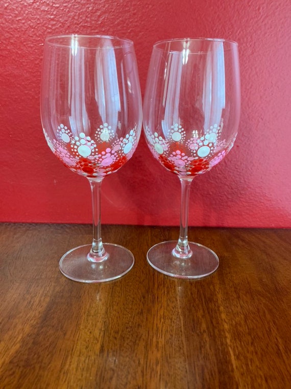 Valentine S Day Hand Painted Wine Glass Set Etsy