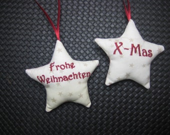 Sterne ITH (in the hoop) für 10x10 cm Rahmengröße Texte Weihnachten und X-Mas