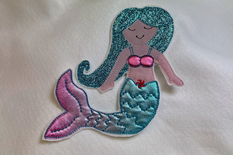 Embroidery file mermaid in 2 variants doodle application image 4