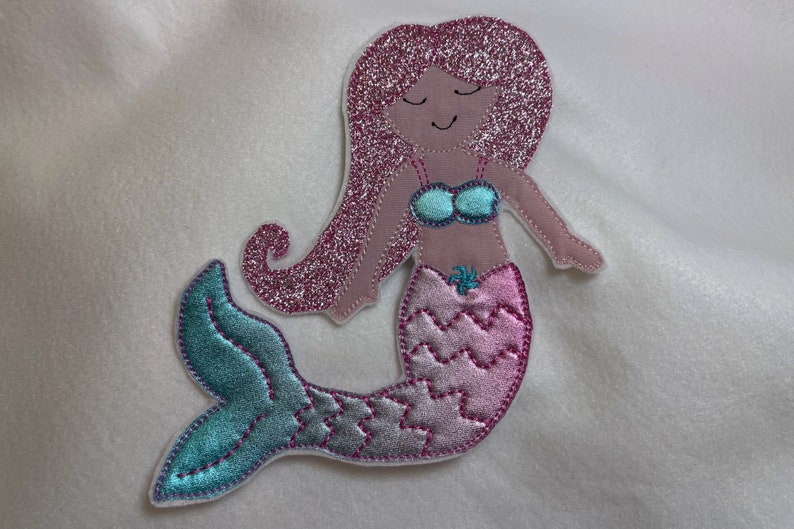 Embroidery file mermaid in 2 variants doodle application image 3