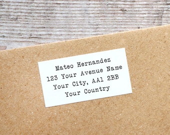 60 Small Custom Return Address Labels Matte Black Value White Tiny Minimal Address Stickers