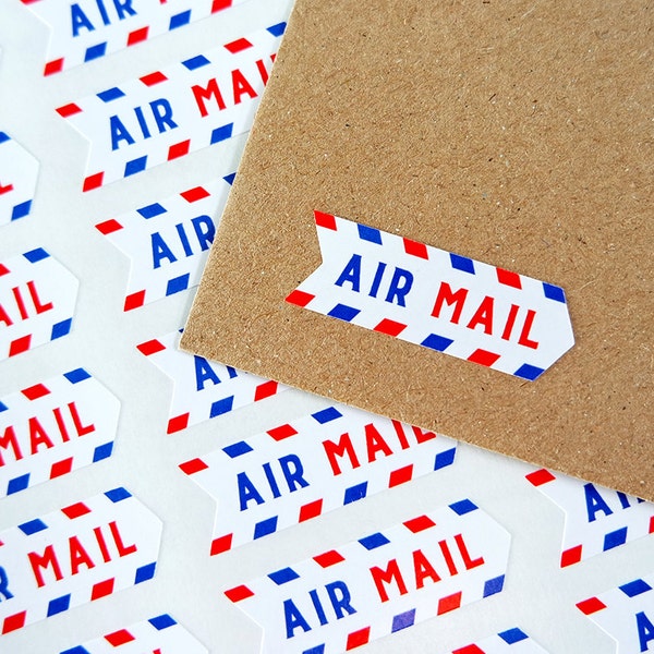 56 Air Mail Stickers Postage Shipping Airmail Penpal Stickers / Stationery / 239