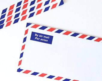 Airmail Envelopes Classic Air Mail Par Avion Red Blue Envelopes DL 220mm x 110mm
