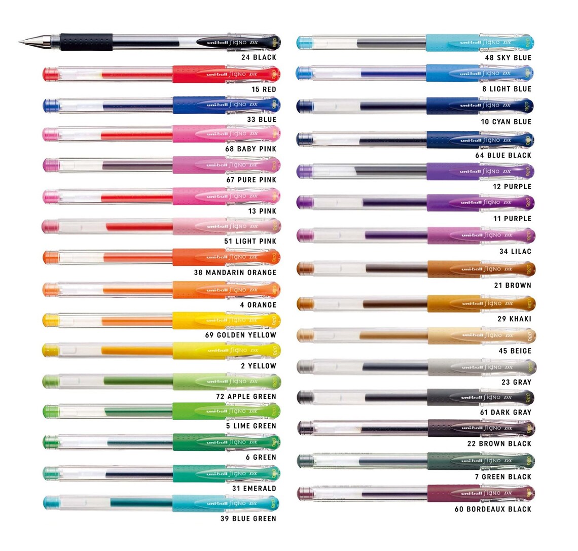 Uniball Signo DX UM151 0.5mm 0.38mm Gel Pen Black Blue Red Etsy