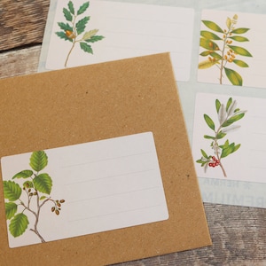 16 adresetiketten blanco adresstickers geadresseerde pennevriend crème vintage bomen natuur eiken verzendlabels