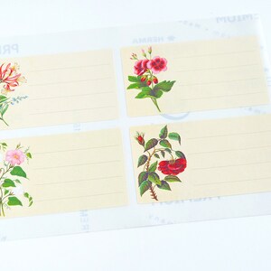 16 Mailing Labels Blank Recipient Address Stickers Penpal Cream Vintage Flowers Shipping Labels image 2