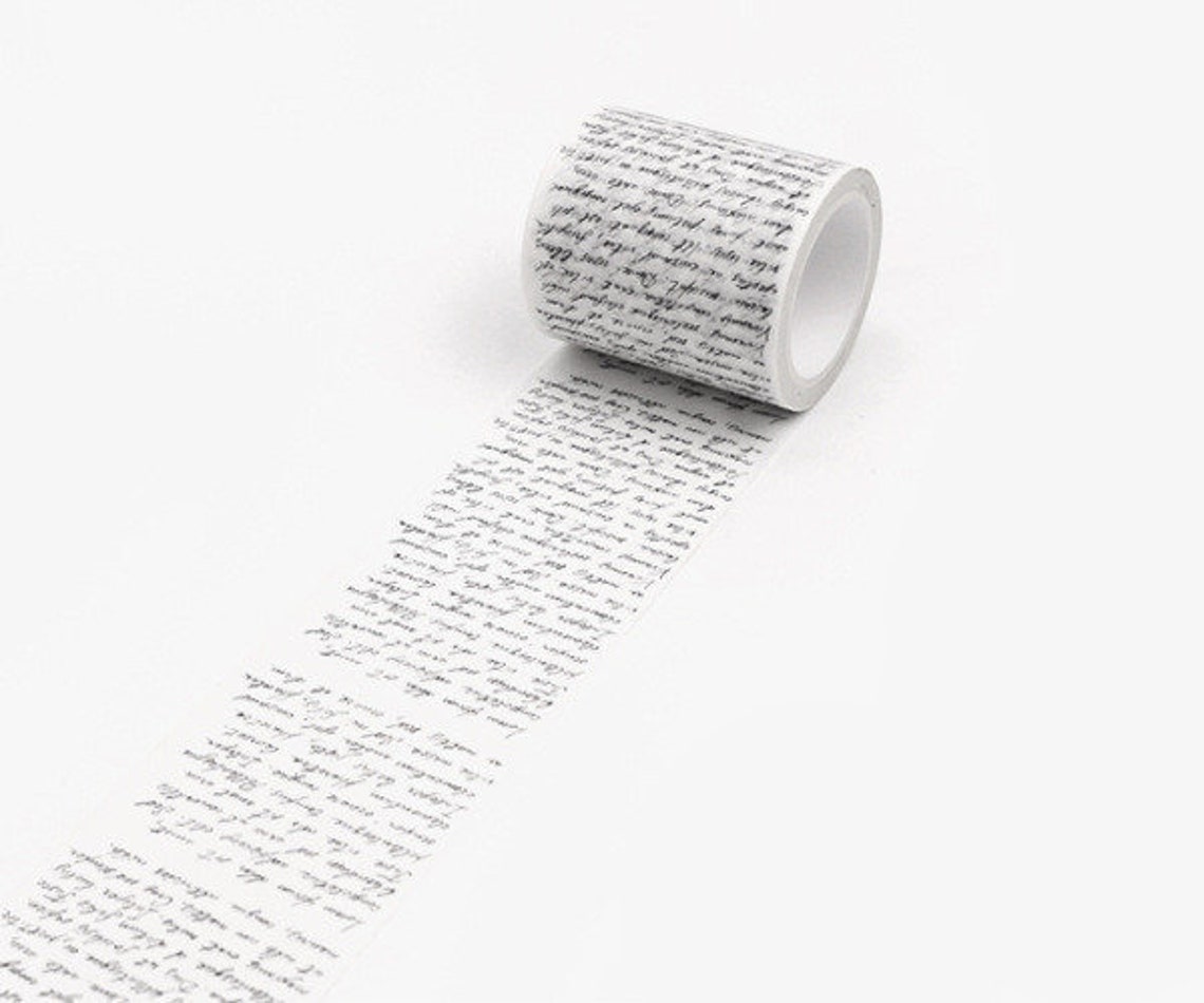 Handwriting Washi Tape Vintage Writing Text Wide 50mm Retro Etsy