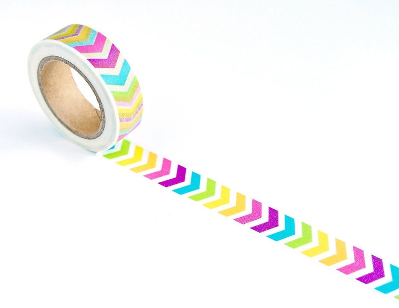 Rainbow Chevron Washi Tape Decorative Paper Masking Tape Colorful Arrows 10m