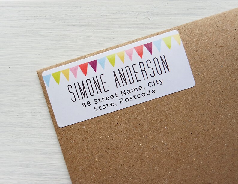 30 Custom Return Address Labels Bunting Banner Personalized Etsy