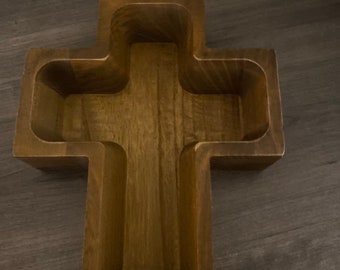 New Cross Wooden Prayer/ Dough Bowl / candle making / table decor