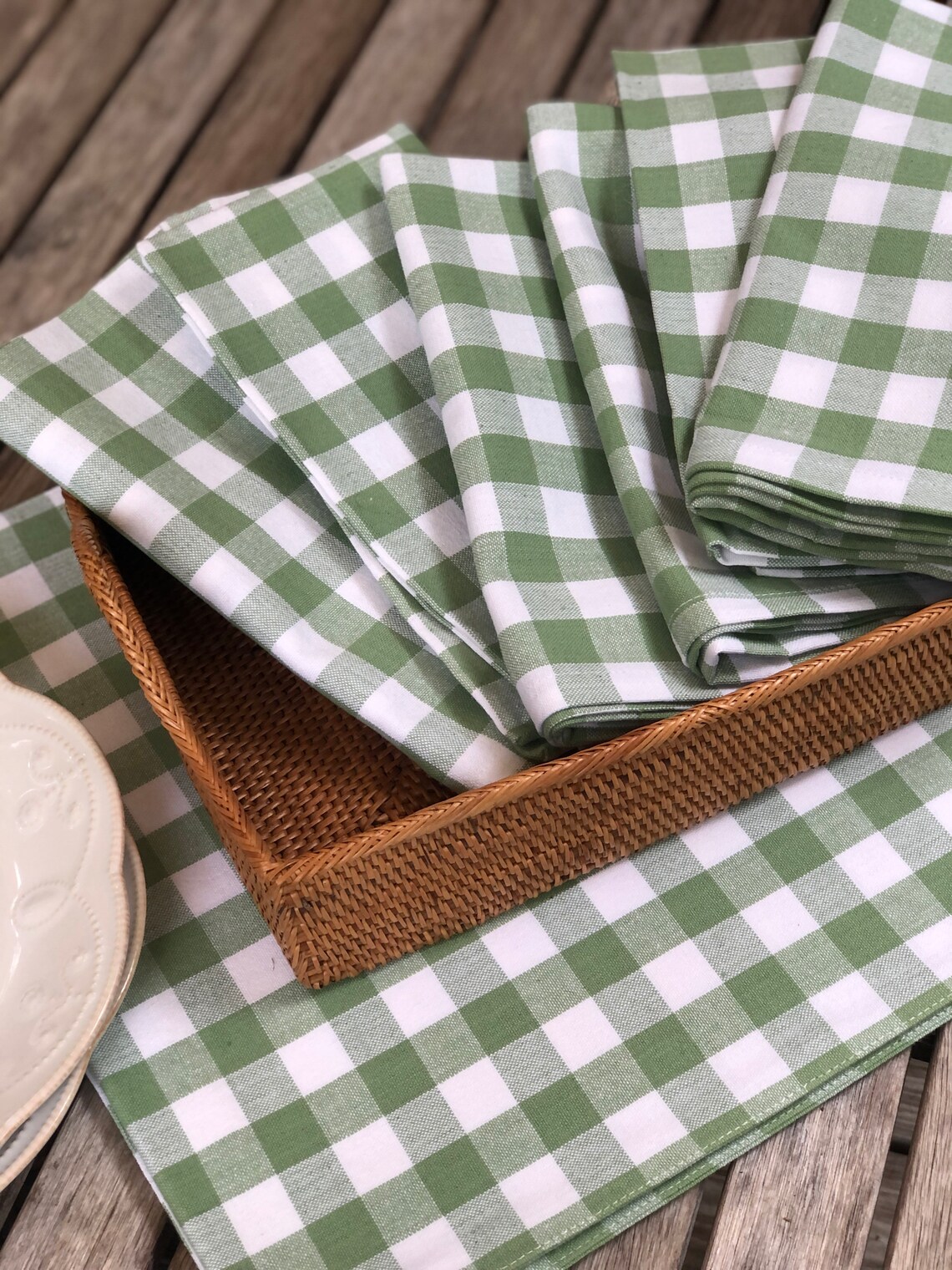 Green Buffalo Check Cloth Table Runner Buffalo Check Table Etsy