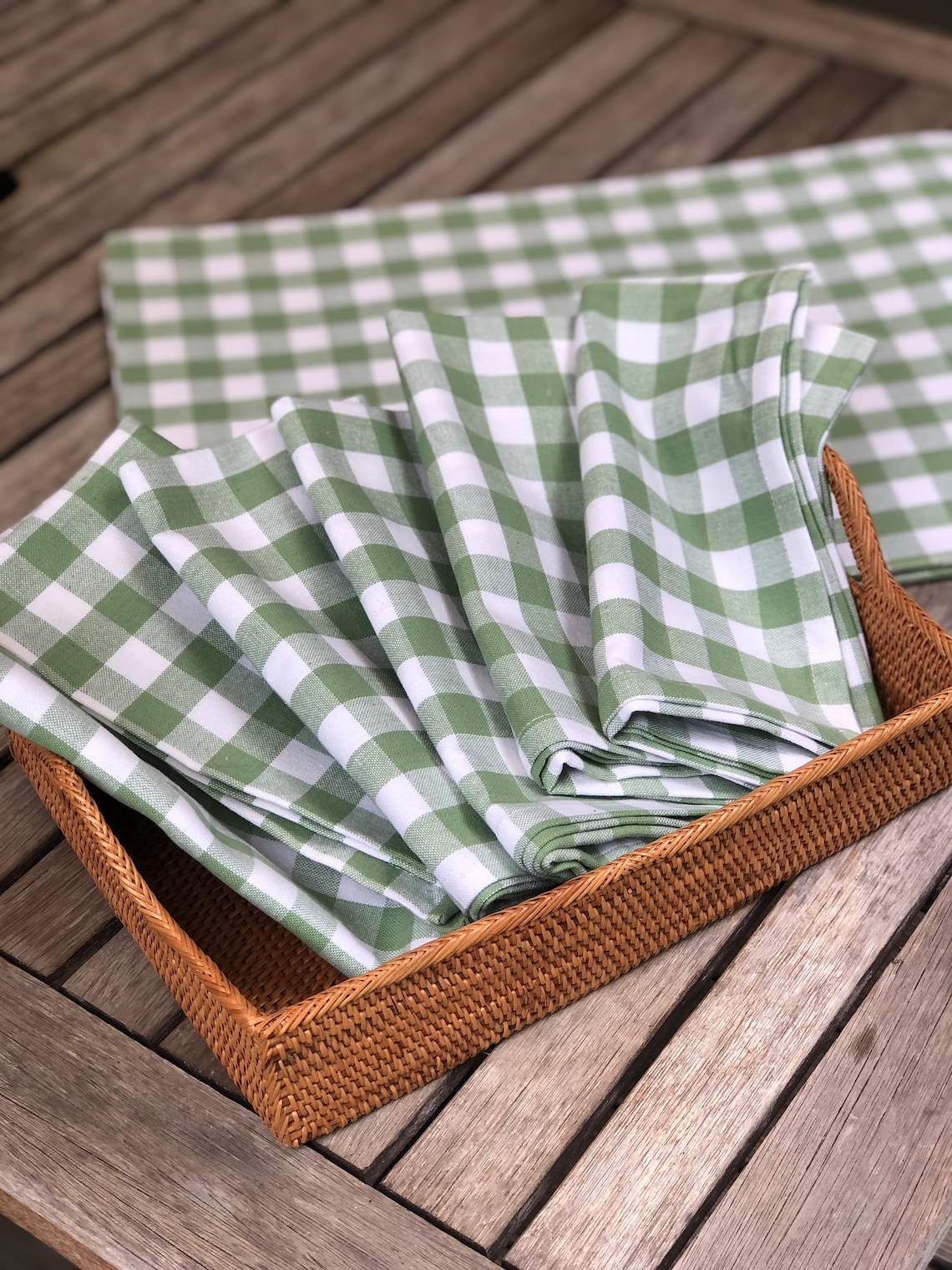 Green Buffalo Check Cloth Dinner Napkins Cotton Dinner Etsy